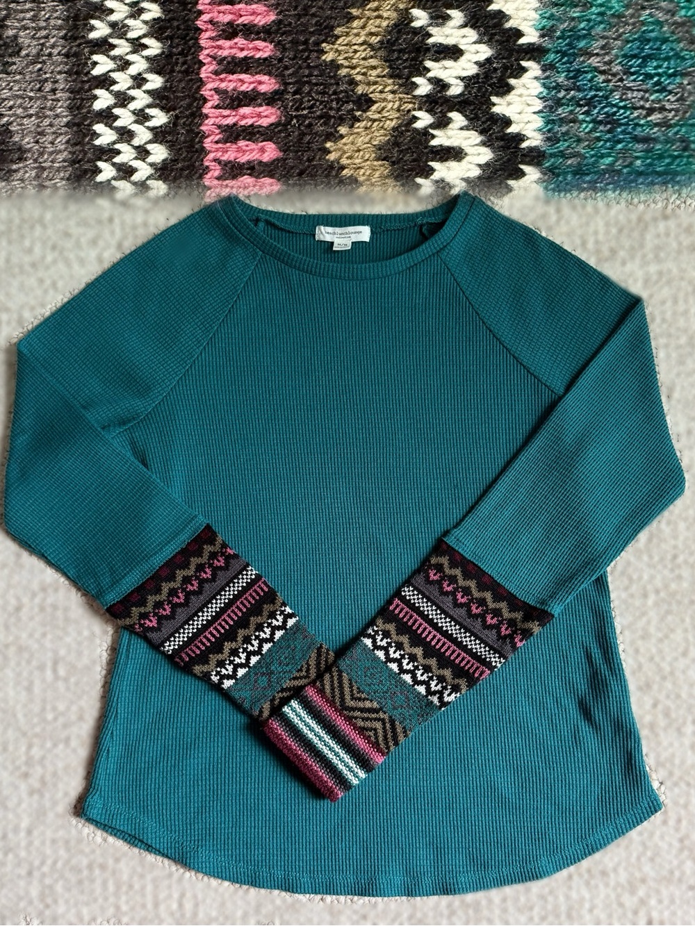 Teal Thermal, Patterned Cuff Detail - coming soon